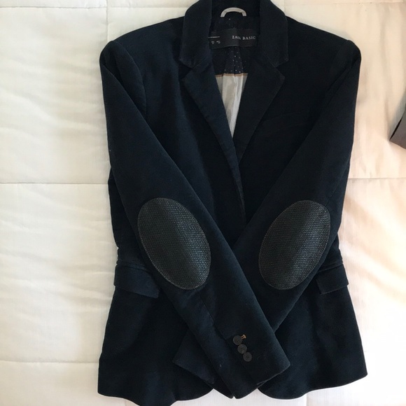 zara green velvet blazer